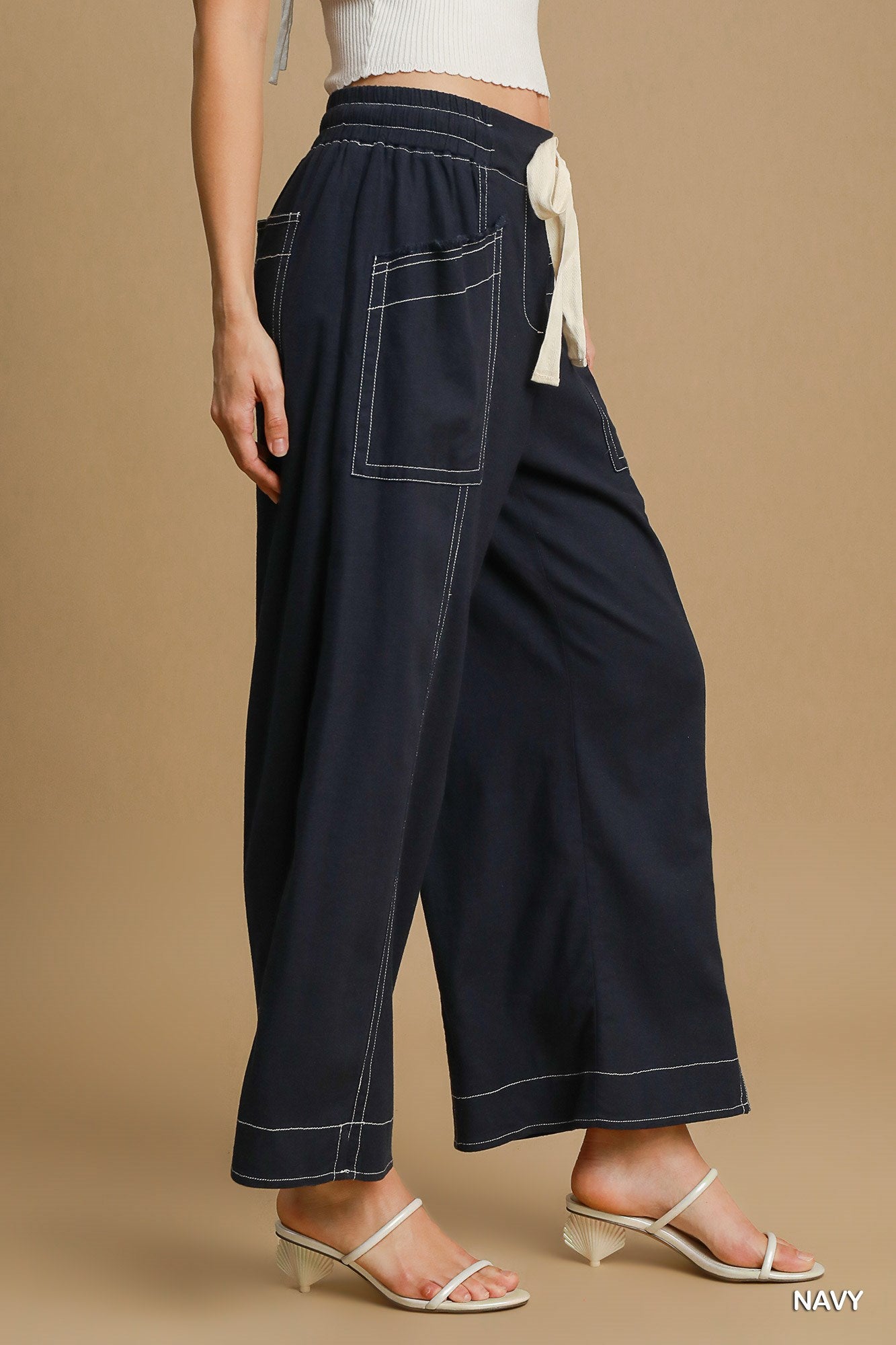 Wide Leg Pull On Pants